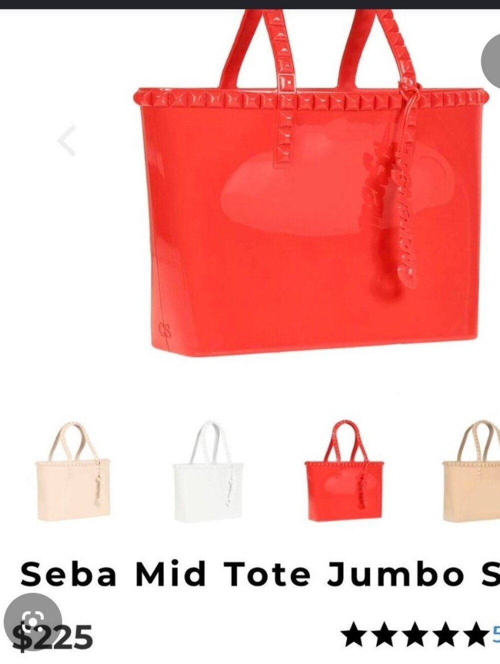 Carmen Sol Seba Mid Tote Jumbo Studs - Miami Red -NEW